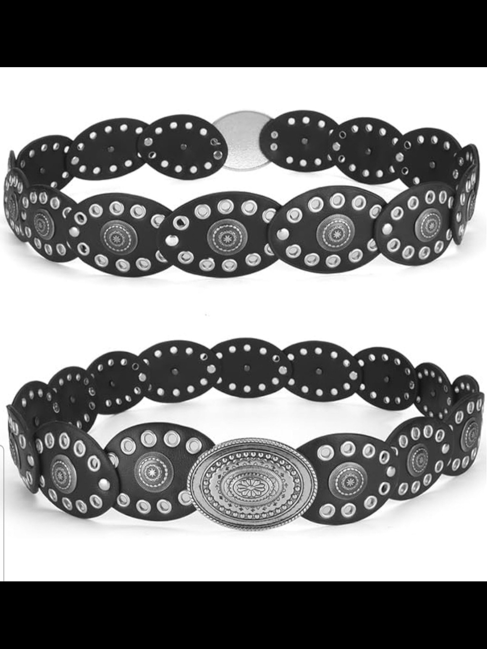 Black Western Concho Belt